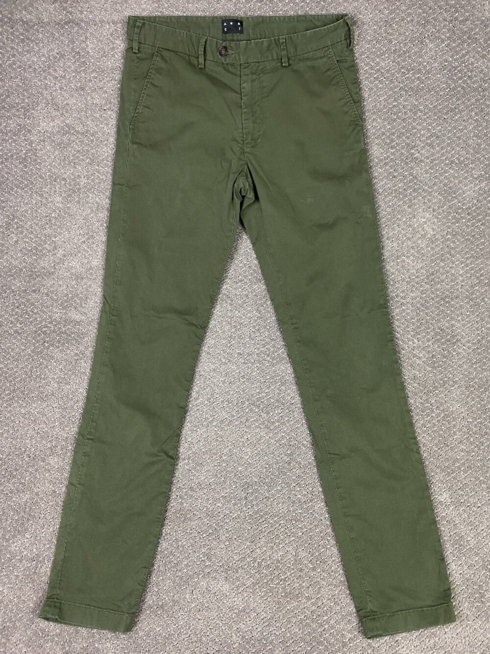Asket The Chino Pants Mens 32x34 Olive Green Slim Fit Cotton Twill
